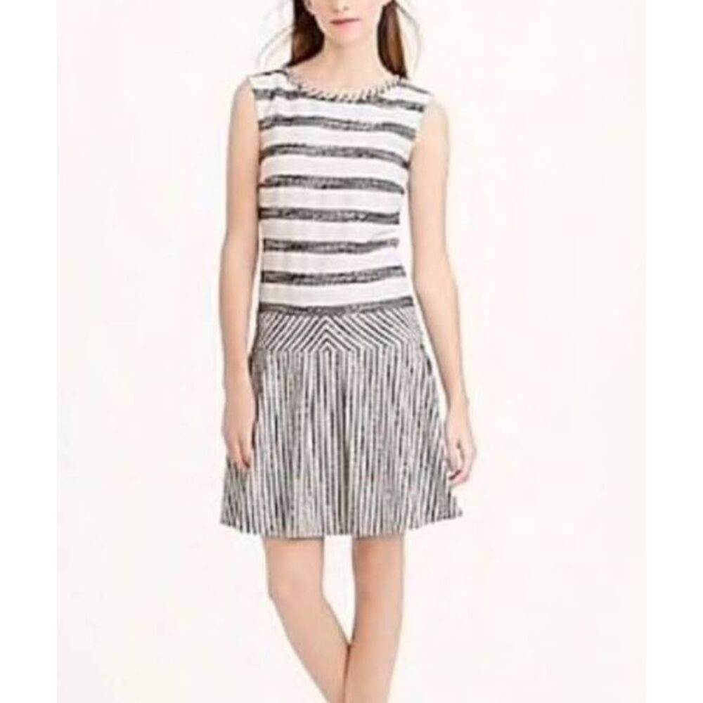 J. Crew Tweed Striped Drop Waist Dress Size 6